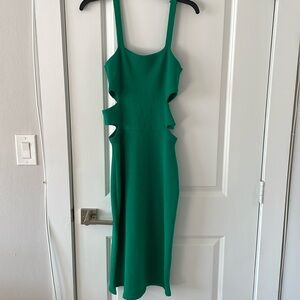 Green Women Knit Strap Dress Women Hollow Out Elatic Waist body con dresss